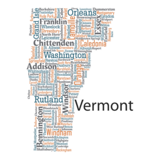 Word Cloud Art Map Of Vermont Sticker