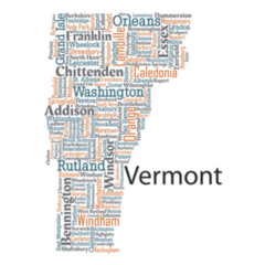 Word Cloud Art Map Of Vermont Sticker