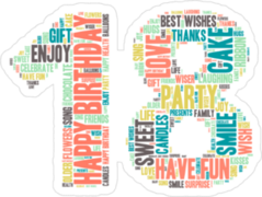 Word Cloud Eighteenth Birthday Sticker
