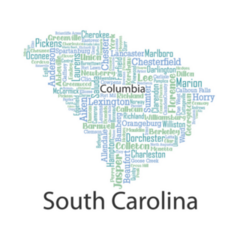 Word Cloud Map Design Of South Carolina Sticker