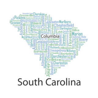 Word Cloud Map Design Of South Carolina Sticker