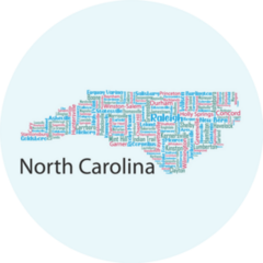 Word Cloud Map Of North Carolina Sticker