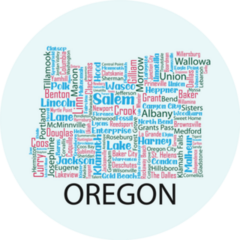 Word Cloud Map Of Oregon Sticker