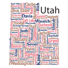 Word Cloud Map The State Of Utah Sticker
