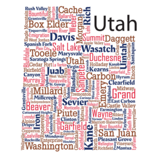 Word Cloud Map The State Of Utah Sticker