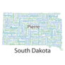 Word Cloud Map With All Counties Of South Dakota Sticker
