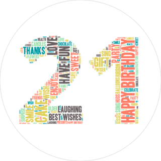 Word Cloud Twenty First Birthday Sticker