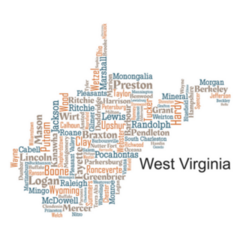 Word Cloud West Virginia Lettering Sticker