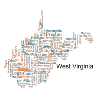 Word Cloud West Virginia Lettering Sticker