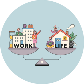 Work And Home Life Balance, WFH Scale Illustration Sticker