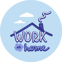 Work At Home Lettering Colorful Lettering On Blue Sticker