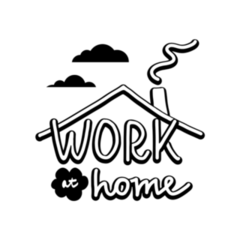 Work At Home Lettering Cute Illustration Sticker