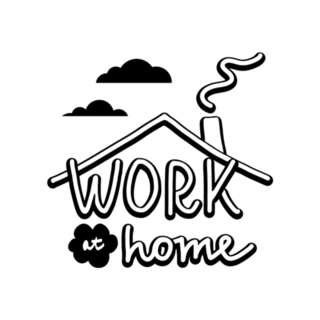 Work At Home Lettering Cute Illustration Sticker