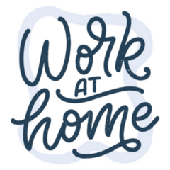 Work At Home Slogan In Blue Sticker