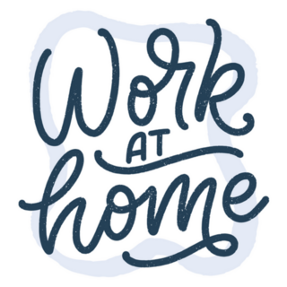 Work At Home Slogan In Blue Sticker