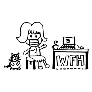 Work From Home Covid-19 Cartoon Doodle Sticker