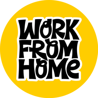 Work From Home Hand Drawn Lettering On Yellow Sticker