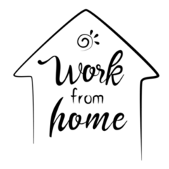 Work From Home Lettering Under House And Sun Sticker