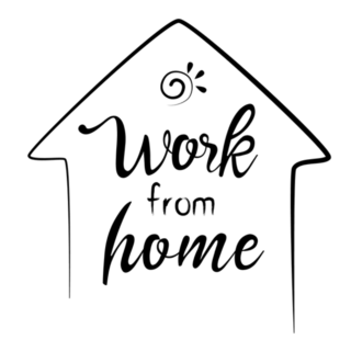 Work From Home Lettering Under House And Sun Sticker