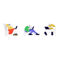 Working At Home During Lockdown Abstract Illustrations Sticker