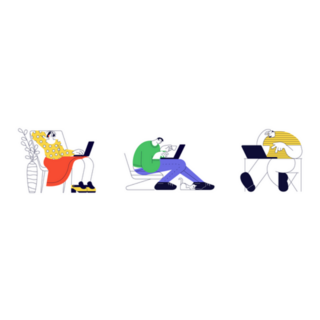 Working At Home During Lockdown Abstract Illustrations Sticker