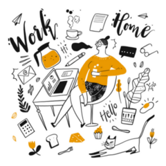 Working From Home Hand Drawn Elements Sticker