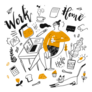 Working From Home Hand Drawn Elements Sticker