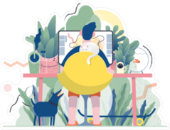 Working from Home in a Tropical Garden Sticker