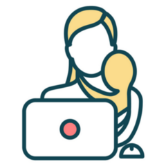 Working Mother From Home Color Icon Sticker
