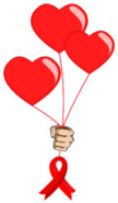 World Aids Day. Love Balloons With Red Ribbon Aids Awareness Sticker