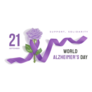 World Alzheimers Day Banner Ribbon And Rose Sticker