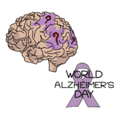 World Alzheimers Day Purple Ribbon Illustration Sticker