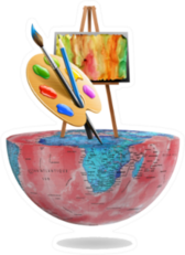 World Art Day, Woman Painting On Easel Sticker