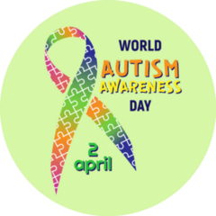 World Autism Awareness Day Ribbon Puzzle On Green Sticker