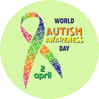 World Autism Awareness Day Ribbon Puzzle On Green Sticker