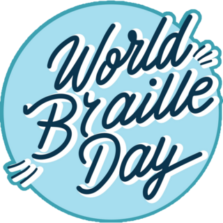 World Braille Day Blue Sticker 