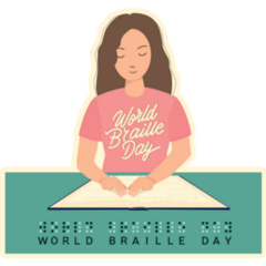 World Braille Day Lettering Illustration Sticker