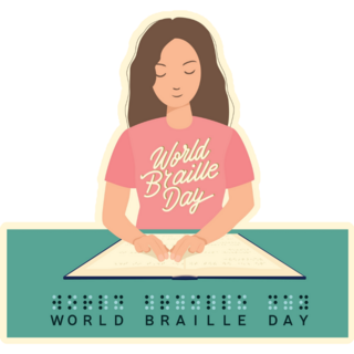 World Braille Day Lettering Illustration Sticker