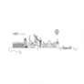 World Famous Cities Skyline Doodle Hot Air Balloon Sticker