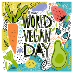 World Vegan Day With Fruits And Vegetables Sticker 