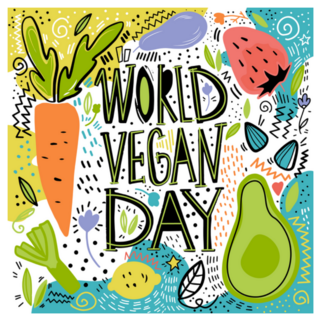 World Vegan Day With Fruits And Vegetables Sticker 