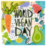 World Vegan Day With Fruits And Vegetables Sticker 