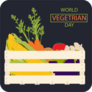 World Vegetarian Day Vegetable Basket Black Background Sticker
