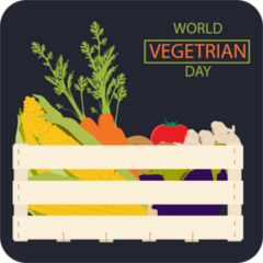 World Vegetarian Day Vegetable Basket Black Background Sticker