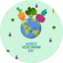 World Vegetarian Day With Cute Earth Sticker