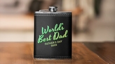 Worlds Best Dad Fathers Day Black Leatherette Flask