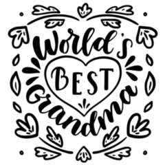 Worlds Best Grandma Hand Drawn Lettering Heart Sticker