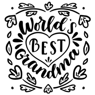 Worlds Best Grandma Hand Drawn Lettering Heart Sticker