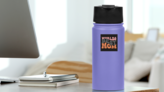 Worlds Best Mom Retro Lettering Sticker on a Water Bottle (New) example