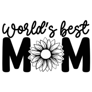 Worlds Best Mom Sunflower Lettering Sticker